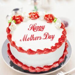 Mom’s Favorite Celebration Cake with elegant vanilla flower decorations and personalized design.