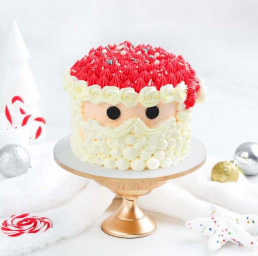 Festive Santa's Delight Cream Cake – A Sweet Christmas Celebration Cake.