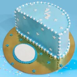 Mini Milestone Cake for baby boy’s half birthday celebration