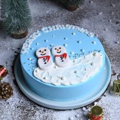 Frosted Pineapple Christmas Cake with creamy frosting and pineapple layers