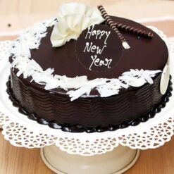 New Year Choco Truffle cake with rich chocolate layers and festive New Year decoration