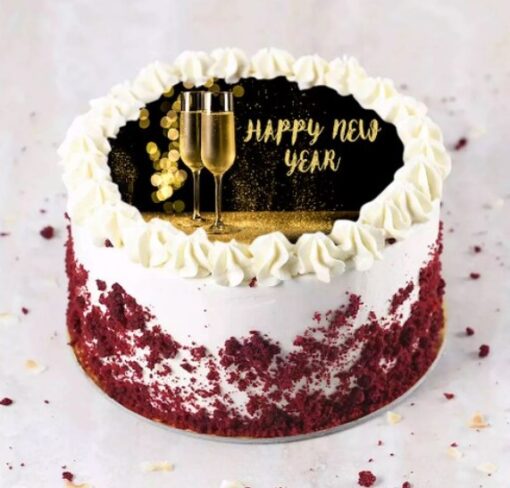 New Year Champagne Charm cake with elegant champagne-inspired decoration