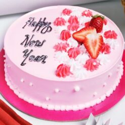 New Year Berry Charm strawberry cake decorated with fresh berries and festive accents