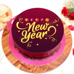 New Year Truffle Bliss cake with rich truffle chocolate layers and festive decorations