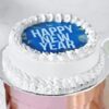 New Year Cocoa Charm black forest cake with cherries and festive decor