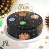 New Year Shine Cake with festive sparkles and celebration decorations