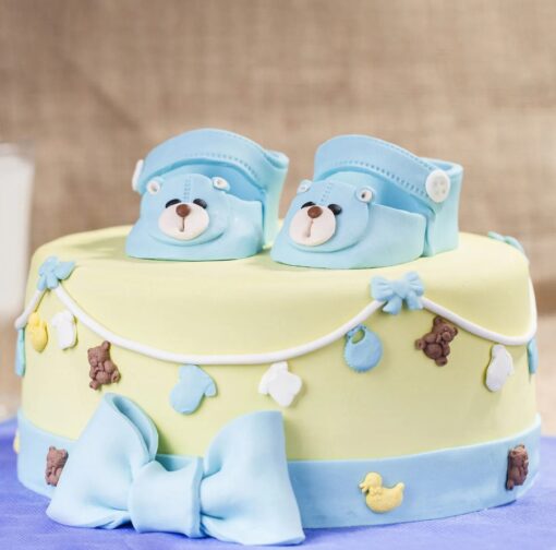 Ocean Bliss Truffle Cake with blue frosting and rich chocolate layers