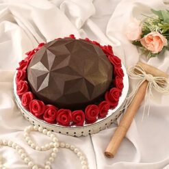 Passion Rose Pinata Cake with vivid red rose decorations and hidden pinata surprise