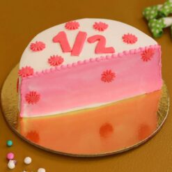 Petal Charm Half Cake with elegant floral decoration and smooth frosting