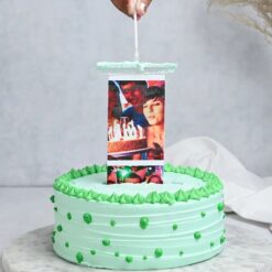 Sweet Snapshot Pineapple Cake with embedded photo pull feature and tropical pineapple flavor – ideal for birthdays, memories, and celebrations.