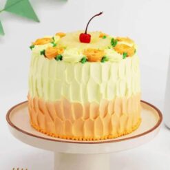 Pineapple Paradise Cake with tropical pineapple slices and creamy frosting.
