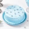 Blue Pearl Delight Cake with smooth blue frosting and pearl decorations.