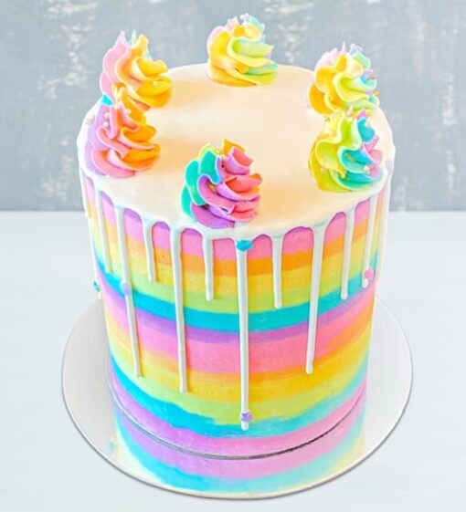 Magical Fairy Rainbow Cake with colorful layers and whimsical fairy decorations, perfect for birthday celebrations