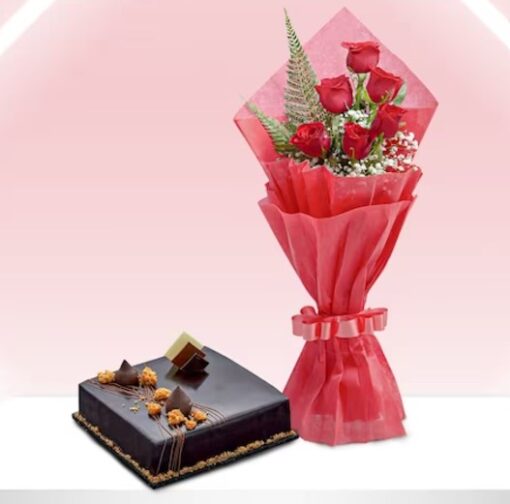 Heavenly Chocolate Rose Delight cake decorated with elegant chocolate layers and rose accents, perfect for celebrations.