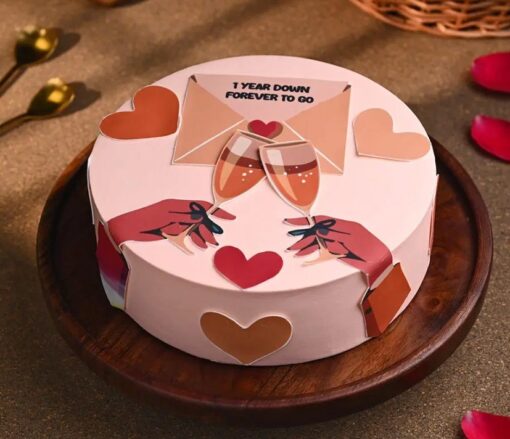 Anniversary Special Cake beautifully decorated for celebration