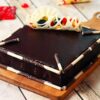 Square Chocolate Fruit Delight – moist chocolate cake topped with fresh fruits