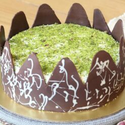 Pistachio Garnished Chocolate Cake – rich chocolate cake topped with crunchy pistachios