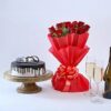 Rose Luxe Choco Delight gift set with red roses and decadent chocolate cake for romantic occasions