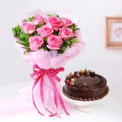 Sweet Bloom & Cake Bite featuring vibrant fresh flowers and a tasty cake for gifting