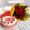 Rosy Delight Combo featuring fresh roses and cake for special occasions