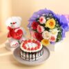 Charming fresh flowers bouquet with delicious cake perfect for birthdays anniversaries and celebrations