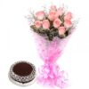 Charming Blossoms & Cake Combo with fresh flowers and cake for gifting