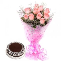 Charming Blossoms & Cake Combo with fresh flowers and cake for gifting