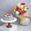 Eternal Roses & Cake Delight with fresh roses and a delicious cake for gifting