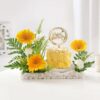 Fresh floral bouquet and gourmet treats gift combo by Pure Blooms and Delicious Bites perfect for birthdays anniversaries and celebrations