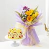 Elegant floral bouquet and gourmet cake gift combo by Forever Flowers and Cake Delights perfect for birthdays anniversaries and special occasions
