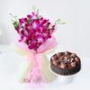 Delicious cake and fresh flower gift combo by Blossom and Bite Delight perfect for birthdays and special occasions