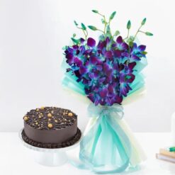 Elegant floral bouquet and artisan cake gift combo perfect for birthdays anniversaries and special occasions