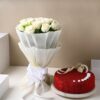 Velvet White Rose Harmony with elegant white roses and velvet-themed gift combo for romantic occasions