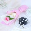 Pink Petals & Cocoa Indulgence gift combo with fresh pink roses and decadent chocolate truffle cake
