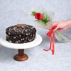 Majestic Rose & Cake Treat with fresh roses and cake for special occasions