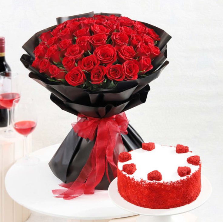 Rosy Velvet Bliss – Elegant Red Velvet Cake Infused with Rose Essence Rosy Velvet Bliss – luxurious red velvet cake with delicate rose flavor