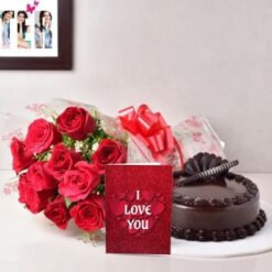 Scarlet Melody Gift Box – vibrant red flowers with elegant gift combo for special occasions